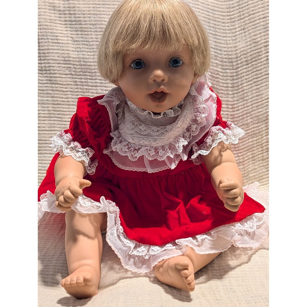 Vintage Pat Secrist Doll 1997 Blonde Blue Eyes Red Lace Dress Collectible